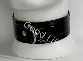 1 мм черный корсет с горловиной рабский воротник d кольцо латексная резина фетиш готика стимпанк