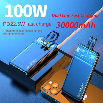100 Вт внешний аккумулятор 30000 мАч сверхбыстрая зарядка портативное зарядное устройство цифровой дисплей внешний аккумулятор для iPhone Samsung
