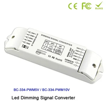 12 В 24 В Светодиодный преобразователь сигналов затемнения BC-334 DIP отключает аналоговый сигнал 0/1-10 В 5 В ШИМ / 10 В ШИМ * 4 канала 40 мА * 4 канала Светодиодные лампы Диммер