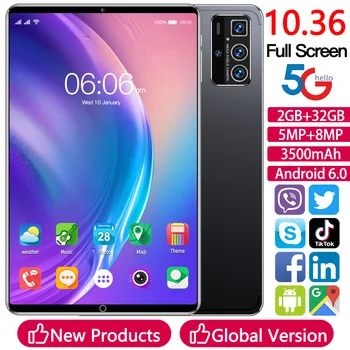 2024 Новый планшет Global Edition 10,36-дюймовый Android 6.0 2 ГБ + 32 ГБ 5 + 8 МП 3500 мАч 8 ядер 5G WiFi сеть двойная камера две SIM-карты