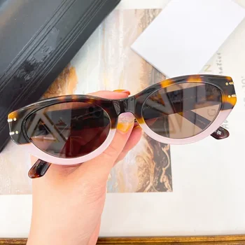 2024 Стильные модные роскошные солнцезащитные очки Крутые овальные солнцезащитные очки в малой оправе Прочные очки для отдыха на открытом воздухе в том же стиле