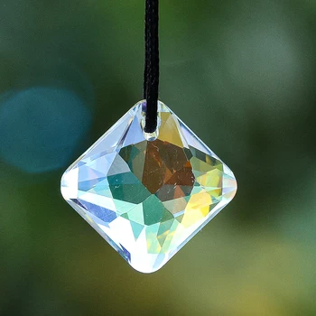 2PCS AB Color Mini Square Glass Art Crystal Prism Граненая Aurora Maker Детали люстры DIY Аксессуары для домашнего свадебного декора