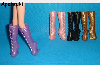 3 пары/лот Аксессуары для кукол Обувь с отверстием Обувь Обувь на высоком каблуке для Monster High Dolls Модные высокие сапоги для кукол-монстров