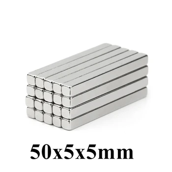 5 шт. 50x5x5 мм Сверхмощный сильный редкоземельный блок NdFeB Магнит Неодимовые магниты N35 50 * 5 * 5 мм