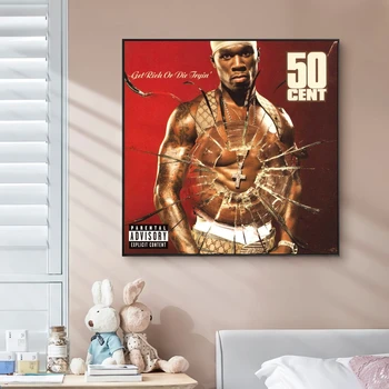 50 Cent - Разбогатей или умри Попытка Обложка музыкального альбома Холст Плакат Рэп-звезда Поп-певец Настенная живопись Художественное оформление (без рамы)