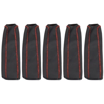 5X Кожаный защитный чехол ручного тормоза для Honda / Accord / Civic 8, черный + красная линия