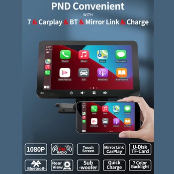 7-дюймовый сенсорный экран Портативный автомобильный мультимедийный плеер Bluetooth Wireless Carplay / Android Auto Mirror Link Поддержка для универсального автомобиля
