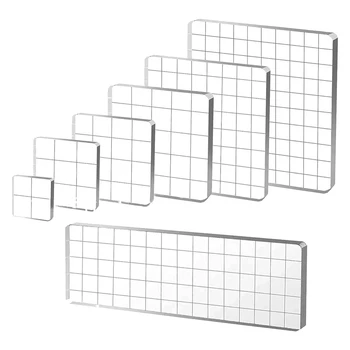 7 шт. акриловые штемпельные блоки, прозрачные штемпельные блоки акриловые блоки для штамповки набор инструментов с сеткой декоративные