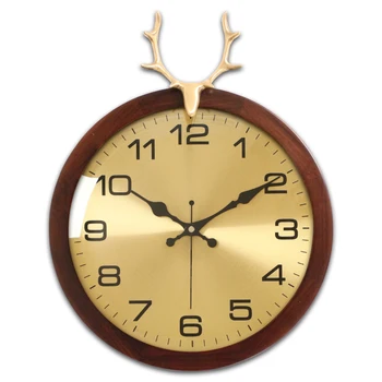 Aero Snail Wood Круглые настенные часы, Reindeer Art Decor Бесшумные нетикающие подвесные часы для дома / офиса / спальни / гостиной