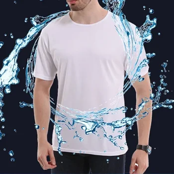 B1882 Креативная гидрофобная антигрязная водонепроницаемая однотонная мужская футболка мягкий с коротким рукавом быстросохнущий топ дышащая одежда