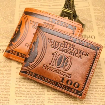 Dihope Мужские кошельки с рисунком 100 долларов США Кошелек Мужской кожаный кошелек Держатель для фотокарт Модный кошелек большой емкости