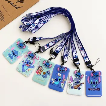 Disney Stitch ID Badge Holder Ремешки Кулон Lovely Girls Lilo Door Card Holder Шейный ремень Брелок Женщины Credential Подарок