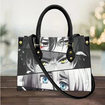 FORUDESIGNS Роскошные сумки для покупок Японские персонажи аниме Глаза Женские сумки Кожаные сумки на молнии для женщин Модные