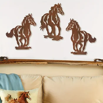 HelloYoung 3 шт./компл., металлическая лошадь настенный художественный декор, деревенский лаконичный западный хор украшение для кухни, ванной комнаты, гостиной, сада