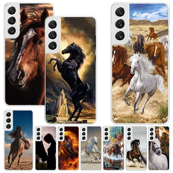 Horse Great Beauty Galloping Print Мягкий чехол для Samsung Galaxy S23 S22 Ultra S21 S20 FE S10 Plus Оболочка телефона S9 S8 + S10E S7 Pa