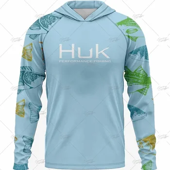 HUK Мужская рыбацкая рубашка с капюшоном Рыбацкая одежда с длинным рукавом Рыбацкая футболка Защита от ультрафиолета Slmms Ropa Pesca Chaquetas