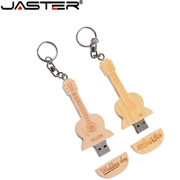 JASTER Бесплатный логотип 128 ГБ USB-накопитель Деревянная гитара Флешка 64 ГБ 32 ГБ Ореховый U-диск 16 ГБ Подарочный брелок для ключей Музыкальная карта памяти 8 ГБ