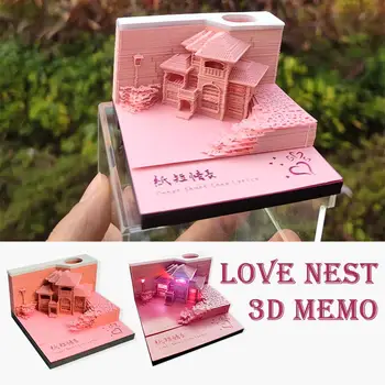 Love Nest 3D Блокнот Мини Мечеть Модель Бумага Резьба Заметки Офисная бумага Украшение Липкие блокноты Рисование Искусство Аксессуары E2S9