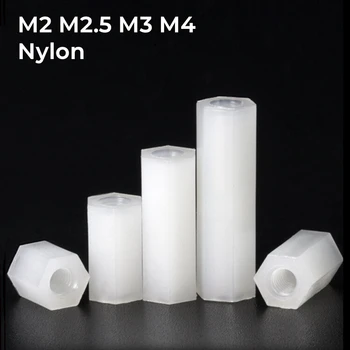 M2 M2.5 M3 M4 Белый нейлон Шестигранник Пластиковая изоляция Двухпроходная шестиугольная изоляционная колонна Нейлоновые пластиковые шпильки
