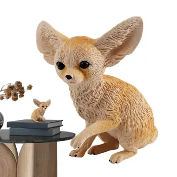 Mini Fox Decor ПВХ Резная фигура лисы с большим ухом Реалистичные и забавные продукты для домашнего декора для спальни Гостиная Прихожая