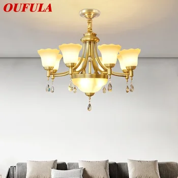 OUFULA Американская латунная подвесная лампа Роскошная гостиная Ресторан Спальня Ретро отель Вилла Люстра
