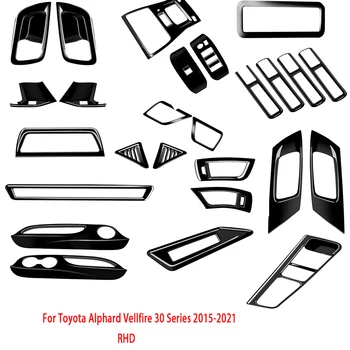 RHD для Toyota Alphard Vellfire 30 Series 2015-2020 2021 ABS Черные аксессуары для интерьера Окно с отделкой крышки кондиционера