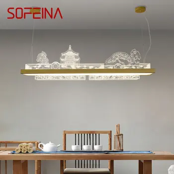 SOFEINA Современная подвесная люстра LED 3 цвета Китайское золото Роскошные креативные подвесные светильники для столовой Чайный домик