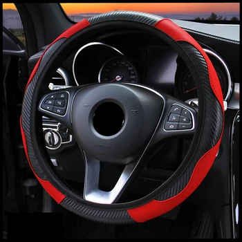 Автомобильные аксессуары Чехол на рулевое колесо из углеродного волокна из искусственной кожи для автомобильных аксессуаров Focus Mk3 Geely Geometry C Ford Focus Mk2