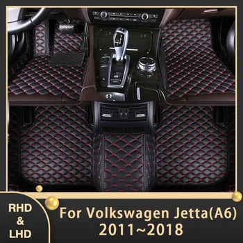 Автомобильные коврики для VW Volkswagen Jetta Vento A6 1B 2011~2018 Пользовательские Авто Подножки Кожаный Ковер Аксессуары Интерьера 2016 2017