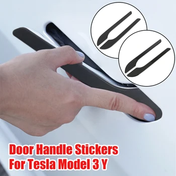 Аксессуары для крышки автомобильной дверной ручки для Tesla Model 3 Y 2021 Защитная наклейка Антицарапина 4 шт./компл. Декоративные наклейки из АБС-пластика
