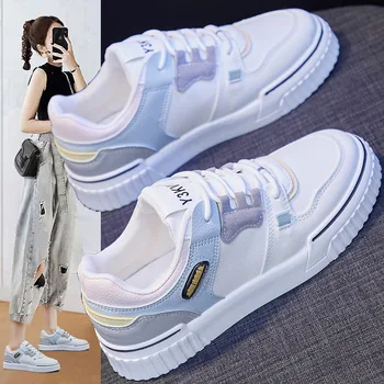 Белая обувь Женщины 2023 Мода Круглый носок Обувь на платформе Повседневная обувь Женская обувь на шнуровке Женские лоферы Zapatos Para Mujeres