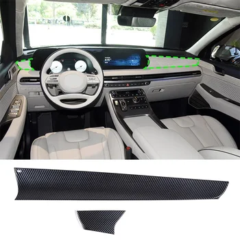 Для Hyundai Palisade 2019 2020 2021 2022 2023 2024 ABS Углеродное волокно Крышка панели приборной панели автомобиля Наклейка Отделка Автомобильные аксессуары