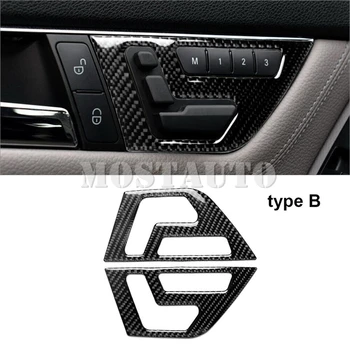  для Mercedes-Benz C Class W204 Углеродное волокно Внутренняя крышка кнопки сиденья двери автомобиля Отделка 2007-2013 2шт (2 цвета) Стиль B
