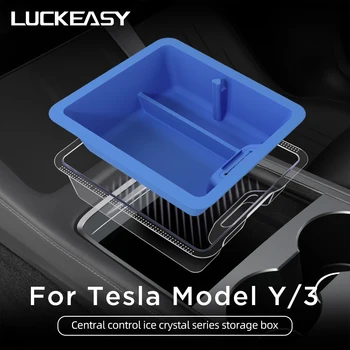  Для Tesla Model 3 Model Y Центральный ящик для хранения Ice Crystal Style Подлокотник Органайзер Сортировочный чехол Аксессуары для автомобильной коробки 2023