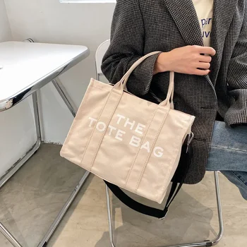 Женская сумка Новый корейский стиль Простая модная сумка-мессенджер Художественная сумка с принтом на буквах Холщовая сумка через плечо для женщин