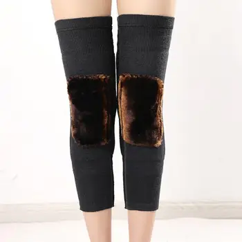 Зимние наколенники Зимние термонаколенники Вязаные плюшевые гетры для ног с сохранением тепла Противоскользящая защита Эластичная резинка для колена