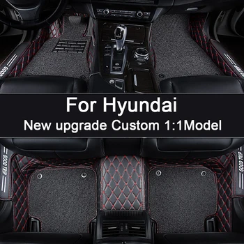 Изготовленные на заказ двухслойные кожаные автомобильные коврики для Hyundai Tucson Accent Kona I30 IX25 IX35 I20 I40 Elantra Авто Аксессуары для ковров