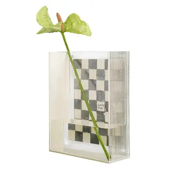  квадратная ваза декоративная акриловая ваза для эстетической вазы с прозрачной эстетической вазой для декора дома и центральных элементов дома