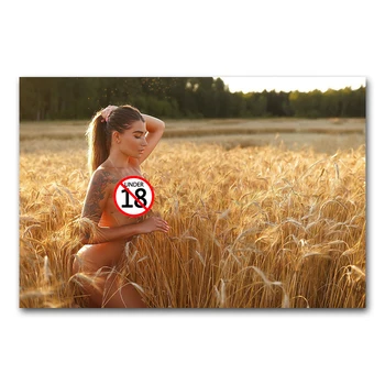 Красивая девушка на пшеничном поле Настенные художественные подарки Плакат и печать картин на холсте для спальни Домашний декор