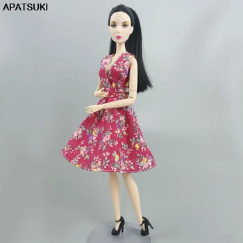 Красное модное кукольное платье для куклы Барби Наряды Цветочные платья для 11,5 
