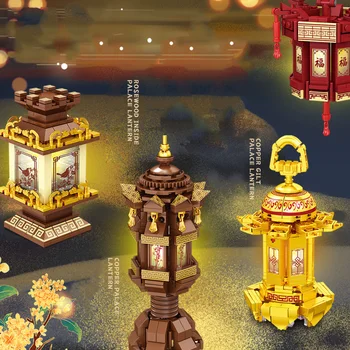 Креативные светильники Китайского дворца Строительные кирпичи Блок астронавтов Сборка модели фигурки горничной Игрушки со светом Коллекция для детей Подарки