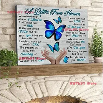 Мемориальный подарок симпатии Бабочка Памятный подарок Памятный подарок Письмо с небес Голубая бабочка Знак Декор Металлический знак Плакат