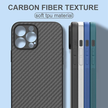 Мягкий силиконовый чехол с текстурой углеродного волокна для iPhone 15 14 13 12 11 Pro Max Мягкий чехол из ТПУ iPhone 11Pro 12Pro 13Pro 14Pro Max