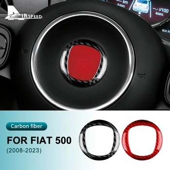  Настоящая наклейка из твердого углеродного волокна для Fiat 500 Abarth 595 2008-2021 2022 2023 Аксессуары для интерьера центрального кольца рулевого колеса автомобиля