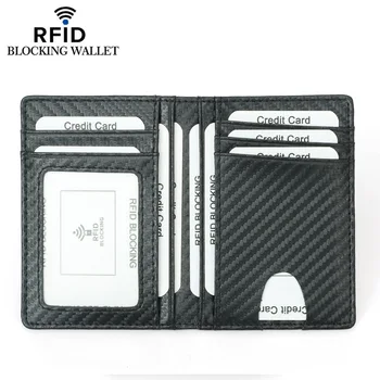  Новый RFID Углеродное волокно Зерно Мужская Карточная Сумка Легкая Досуг Досуг Водительская Карточка Чехол Европейские и Американские Полосы Держатели ID