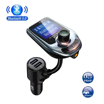 Новый автомобильный Bluetooth 5.0 FM-передатчик Беспроводной громкой связи Аудиоприемник Авто MP3-плеер TF/AUX QC3.0/1A Двойное USB-быстрое зарядное устройство