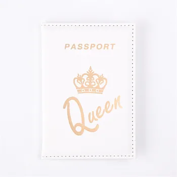 Обложки для паспортов Черно-белая кожаная пара Коронный документ Держатель для паспорта Чехол для паспорта PU Обложка для паспорта