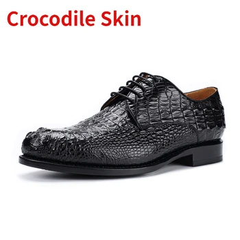 Обувь из крокодиловой кожи Мужская высококачественная бизнес-обувь ручной работы Goodyear Мужская платье кожаная обувь Британская роскошная свадебная обувь