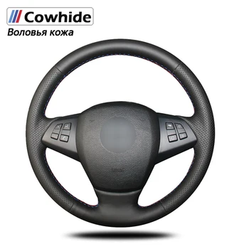 Ручное шитье черных чехлов рулевого колеса из натуральной кожи для BMW E70 X5 2008-2014 X6 E71 2008-2015