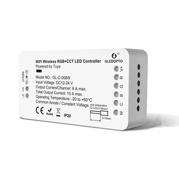  светодиодный контроллер GLEDOPTO Wifi RGBCCT Tuya Smart Life App Control для RGB Теплая холодная белая полоса с регулируемой яркостью (концентратор не требуется)